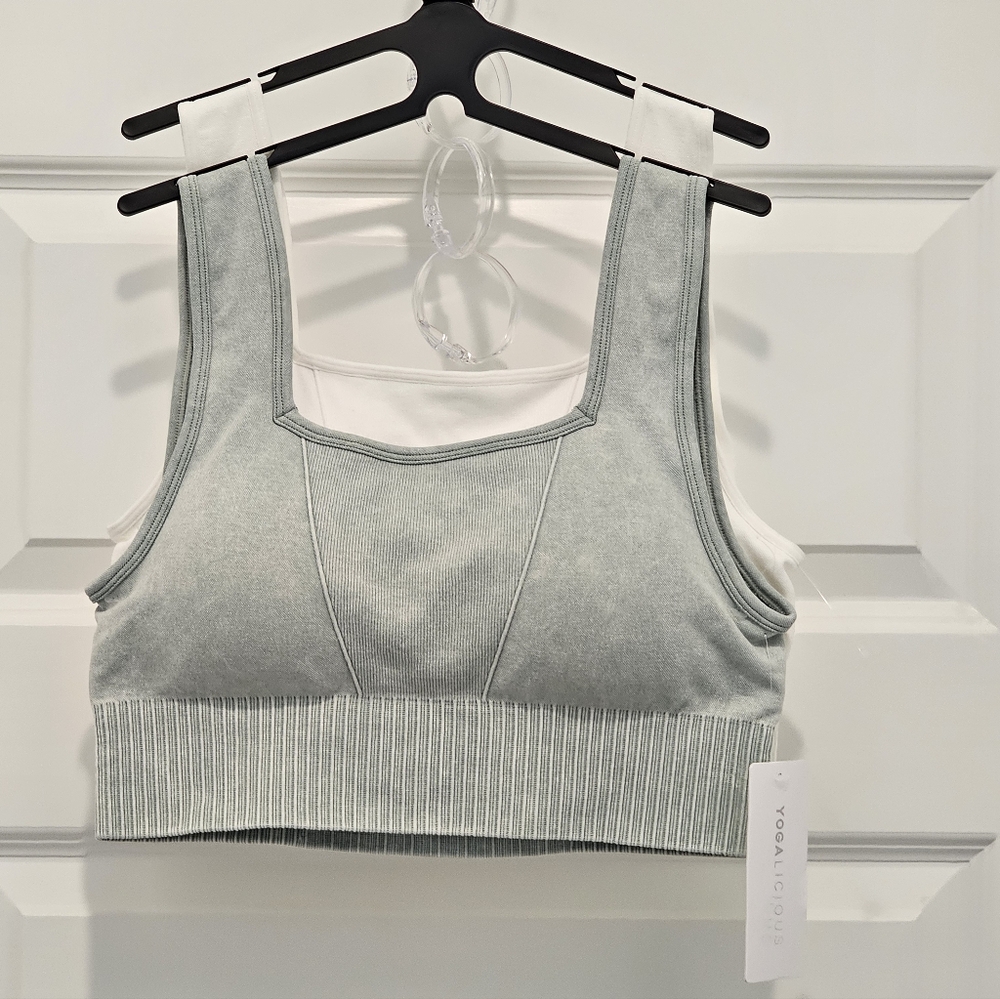 Yogalicious 2-Pc Ribbed Sports Bra Set, NWT, Size Large
